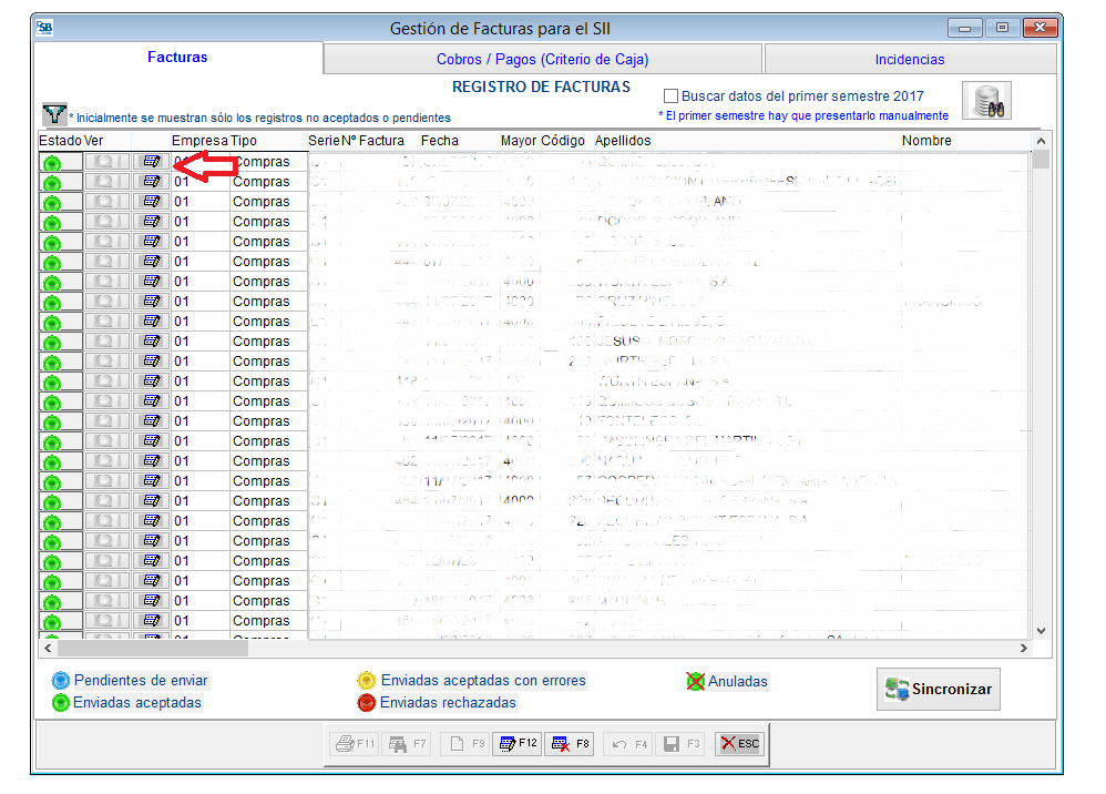 Gestión Facturas para SII, botón modificación facturas