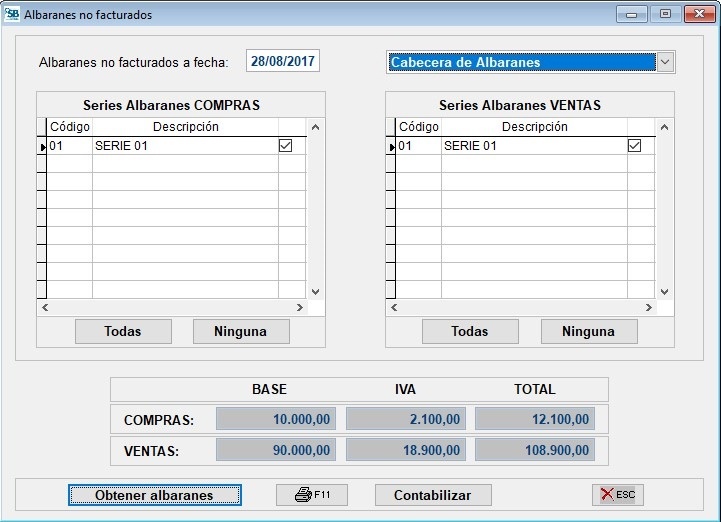 Albaranes no facturados