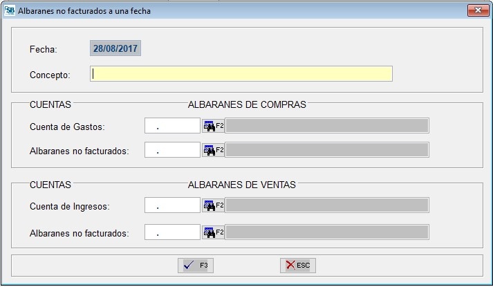 Albaranes no facturados a una fecha