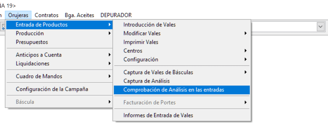 Ruta "Comprobación de Análisis en las entradas"