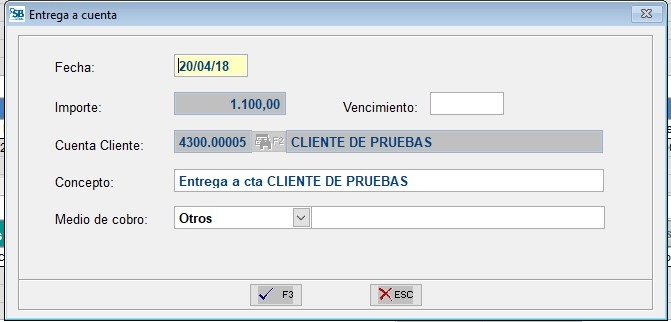 datos entrega a cuenta