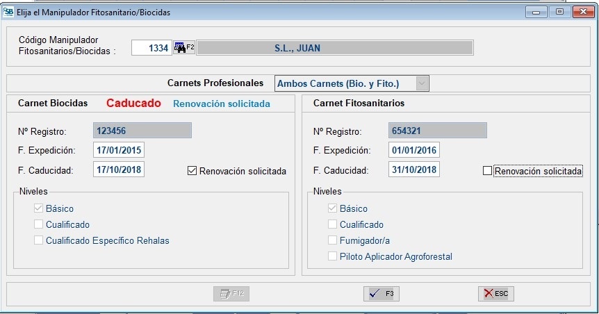 Información carnets profesionales