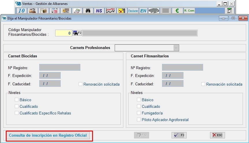 Consulta de inscripción en Registro Oficial