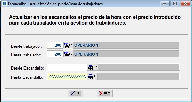 Actualización precio/hora trabajadores